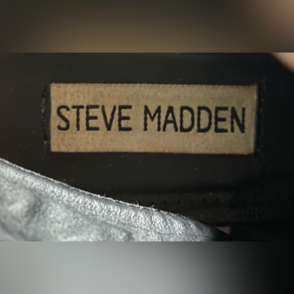 Steve Madden BLK Faux Leather Chunky Heel Sandals, 7 Spring Sale - Picture 8 of 8